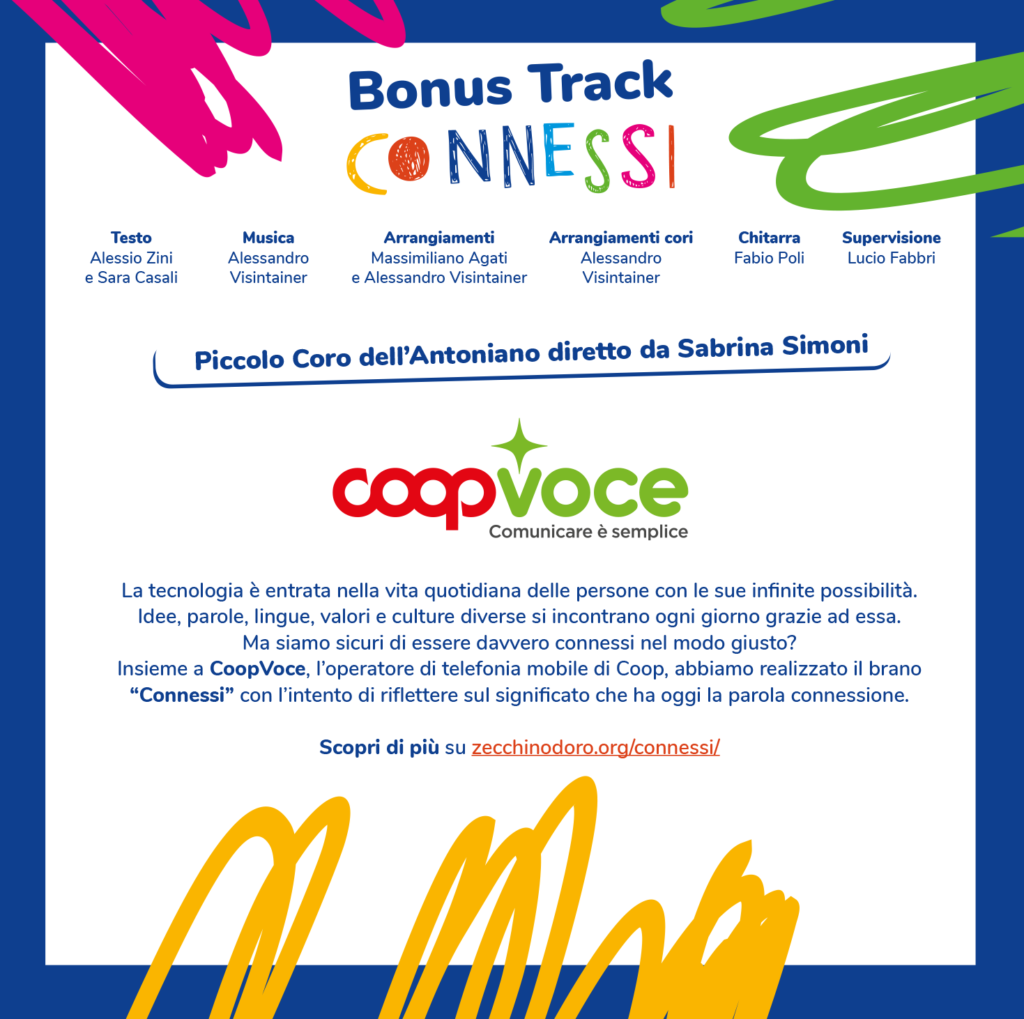 "Connessi" è un progetto nato dalla collaborazione tra CoopVoce e Zecchino d'Oro per parlare del tema dell'educazione digitale.